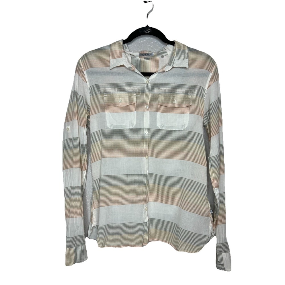 TOAD & CO Organic Cotton Blend Long Sleeve Striped Button Up Lightweight Small